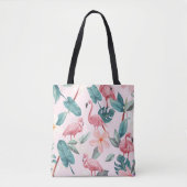 nahtlose Flamingos und tropische Blume Tasche (Vorderseite)