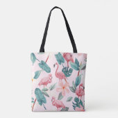 nahtlose Flamingos und tropische Blume Tasche (Rückseite)