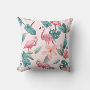 nahtlose Flamingos und tropische Blumen illustrati Kissen