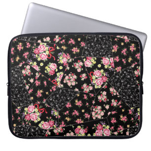 Nahtlose Fliesen mit hübschem Blumendesign Laptopschutzhülle