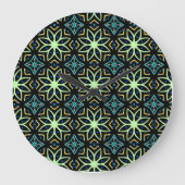 Nahtlose Flora Symmetrisches Muster Große Wanduhr (Vorderseite)