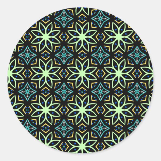 Nahtlose Flora Symmetrisches Muster Runder Aufkleber (Vorderseite)