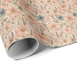 Nahtlose florale Stickerei Soft Pastel Geschenkpapier