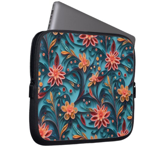 Nahtlose, florentfarbene Papiervorlage Laptop-Ärme Laptopschutzhülle (Vorne Rechts)