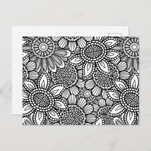 Nahtlose Folklorekunst Blumendoodle Muster Postkarte (Vorne/Hinten)