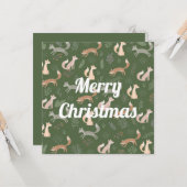 Nahtlose Fox Winter Branches und Blätter Muster Karte (Vorderseite/Rückseite Beispiel)