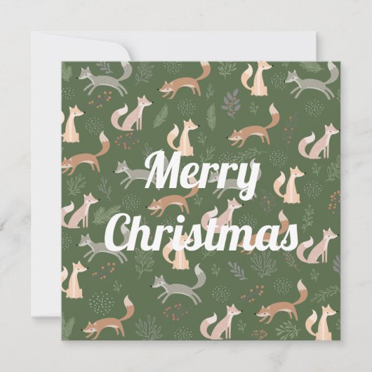 Nahtlose Fox Winter Branches und Blätter Muster Karte (Vorderseite)