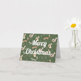 Nahtlose Fox Winter Branches und Blätter Muster Karte