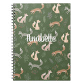 Nahtlose Fox Winter Branches und Blätter Muster Notizblock (Vorderseite)