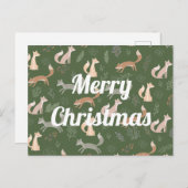 Nahtlose Fox Winter Branches und Blätter Muster Postkarte (Vorne/Hinten)