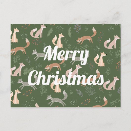 Nahtlose Fox Winter Branches und Blätter Muster Postkarte (Vorderseite)