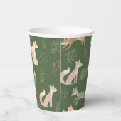 Nahtlose Fox Winter Branches und Blätter Pappbecher (Rechts)