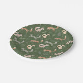 Nahtlose Fox Winter Branches und Blätter Pappteller (Schrägansicht)