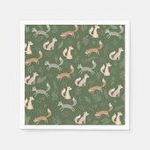 Nahtlose Fox Winter Branches und Blätter Serviette (Vorderseite)