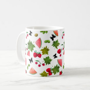 Nahtlose frische Früchte Beeren Wasserfarbe Cartoo Kaffeetasse