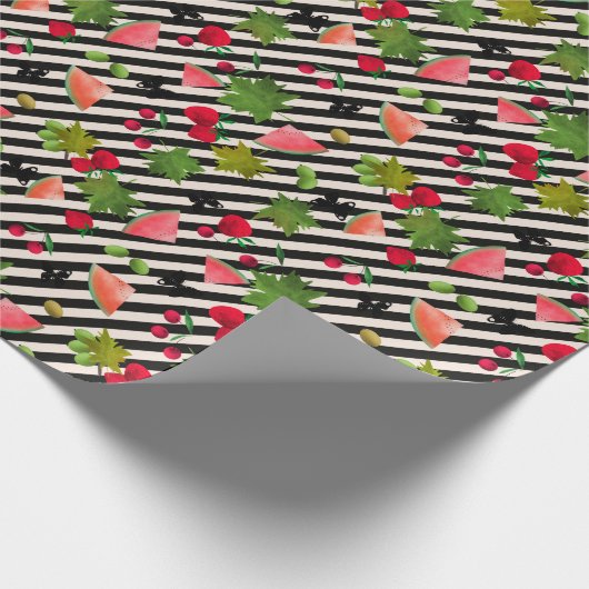 Nahtlose Frische Früchte Berries Wasserfarbener Ca Geschenkpapier (Ecke)