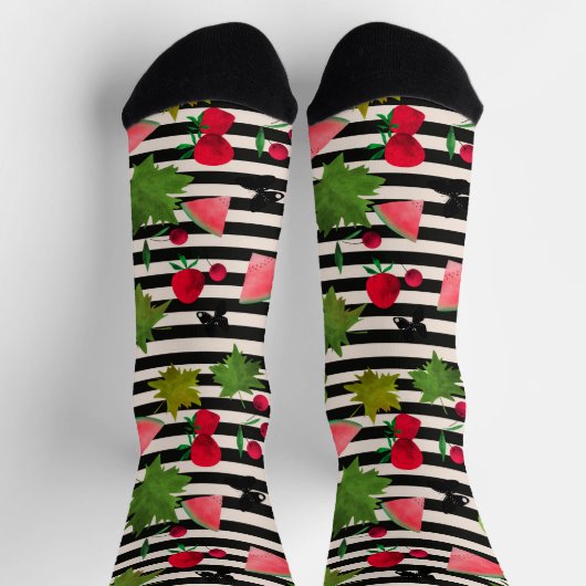 Nahtlose Frische Früchte Berries Wasserfarbener Ca Socken (Oben)