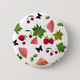 Nahtlose Frischobst Berries Wasserfarbener Cartoon Button