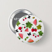 Nahtlose Frischobst Berries Wasserfarbener Cartoon Button (Vorne & Hinten)