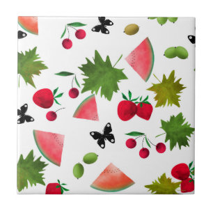 Nahtlose Frischobst Berries Wasserfarbener Cartoon Fliese