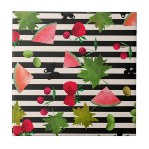 Nahtlose Frischobst Berries Wasserfarbener Cartoon Fliese
