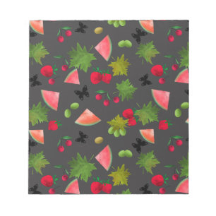 Nahtlose Frischobst Berries Wasserfarbener Cartoon Notizblock