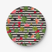 Nahtlose Frischobst Berries Wasserfarbener Cartoon Pappteller (Vorderseite)