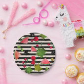 Nahtlose Frischobst Berries Wasserfarbener Cartoon Pappteller (Party)