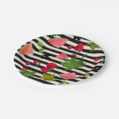 Nahtlose Frischobst Berries Wasserfarbener Cartoon Pappteller (Schrägansicht)