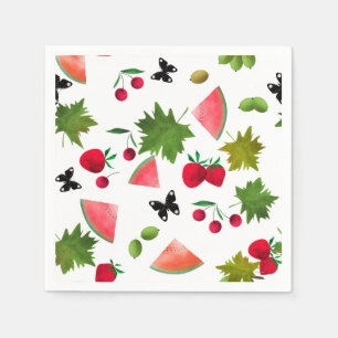 Nahtlose Frischobst Berries Wasserfarbener Cartoon Serviette