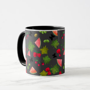 Nahtlose Frischobst Berries Wasserfarbener Cartoon Tasse
