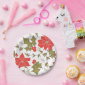 Nahtlose Frohe Weihnachten rote Poinsettia grüne E Pappteller (Party)