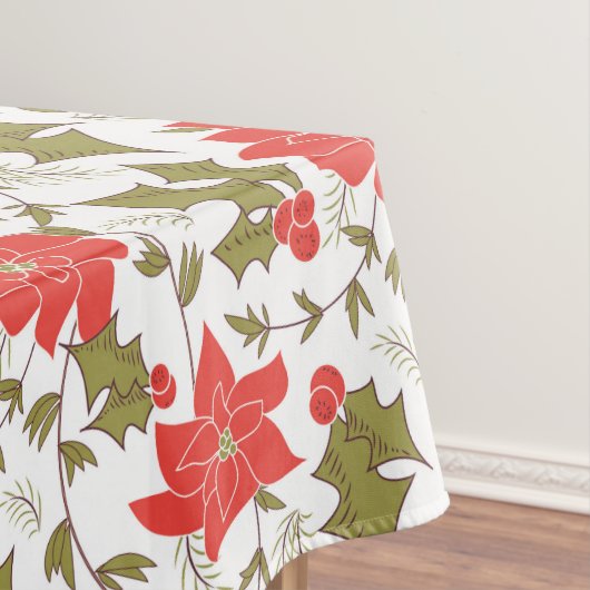 Nahtlose Frohe Weihnachten rote Poinsettia grüne E Tischdecke (Beispiel)
