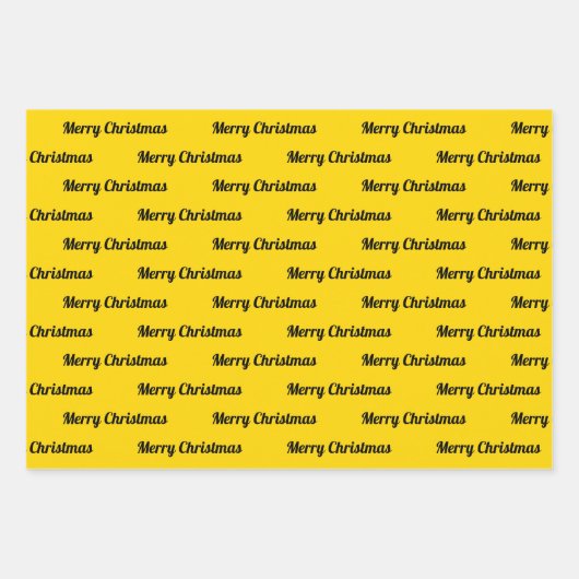 Nahtlose frohe Weihnachten Texte auf Gelb Geschenkpapier Set (Vorderseite 2)