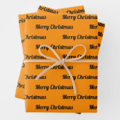 Nahtlose frohe Weihnachten Texte über Orange Farbe Geschenkpapier Set (Beispiel)