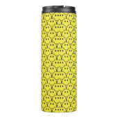 Nahtlose Gelbe Retro-Smiley-Name Thermodellsche Thermosbecher (Rückseite)