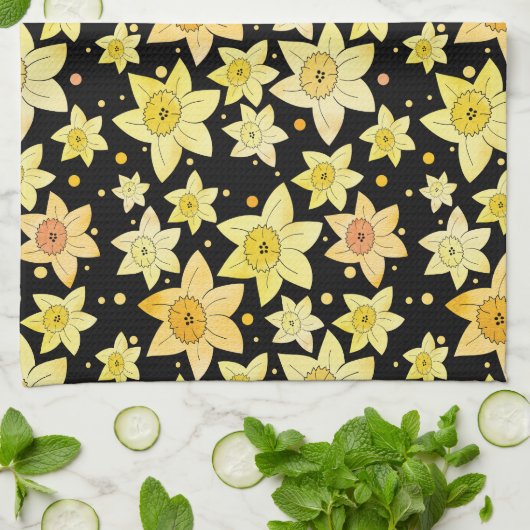 Nahtlose gelbe Wasserfarben Muster Geschirrtuch (Gefaltet)