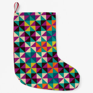Nahtlose Geometrie, modernes Muster. Kleiner Weihnachtsstrumpf
