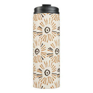 Nahtlose geometrische Batik-Blumenmuster im Herbst Thermosbecher