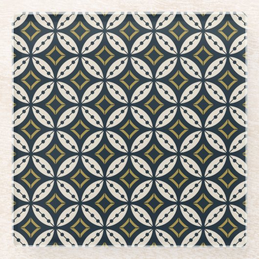 Nahtlose geometrische Blume: buntes Muster. Glasuntersetzer (Vorderseite)