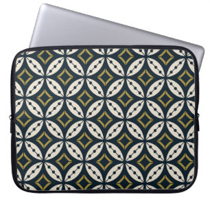 Nahtlose geometrische Blume: buntes Muster. Laptopschutzhülle