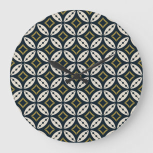 Nahtlose geometrische Blumen: farbenfrohes Muster. Große Wanduhr