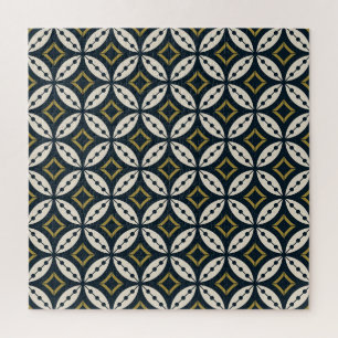 Nahtlose geometrische Blumen: farbenfrohes Muster. Puzzle