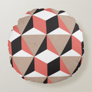 Nahtlose Geometrische Schwarz-weiße Coral 3D Forme Rundes Kissen