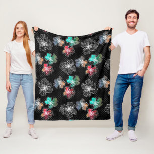 Nahtlose gezeichnete Blume abstrakt modern pa Fleecedecke