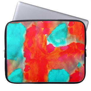 Nahtlose Giraffe, blau, orange Aquarellkünstler Laptopschutzhülle