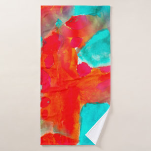 Nahtlose Giraffe, blau, orange Wasserfarbe Künstle Badehandtuch