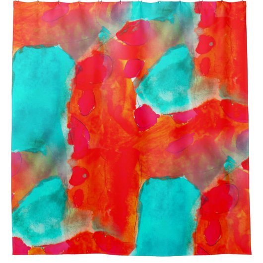 Nahtlose Giraffe, blau, orange Wasserfarbe Künstle Duschvorhang (Vorderseite)