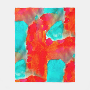 Nahtlose Giraffe, blau, orange Wasserfarbe Künstle Fleecedecke