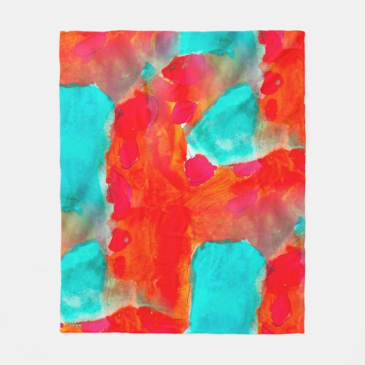 Nahtlose Giraffe, blau, orange Wasserfarbe Künstle Fleecedecke (Vorderseite)